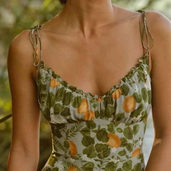 Reformation Embry Dress in Orange Grove - Picture 3 of 6